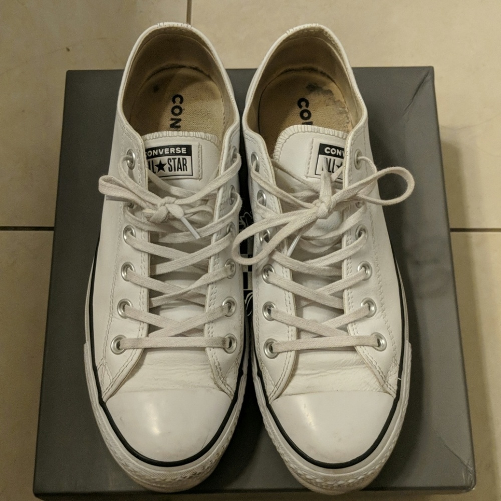 Converse leather platform sneaker - White